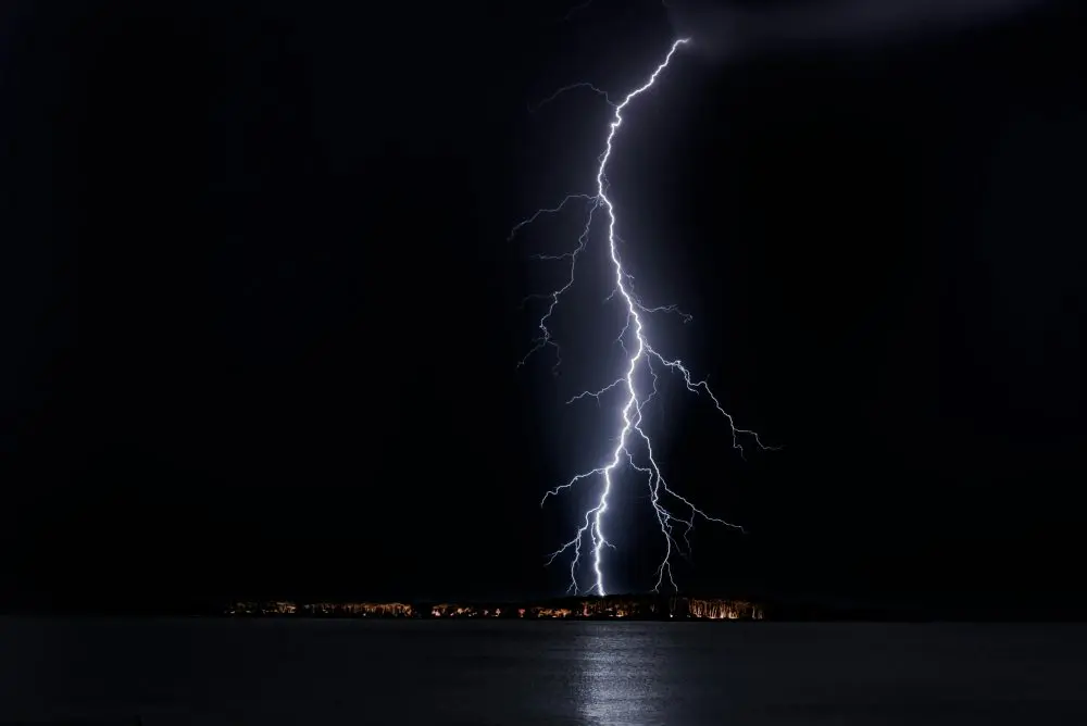 Lightning strike on city